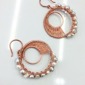 Handmade fresh water pearl Moon Phase Earrings
